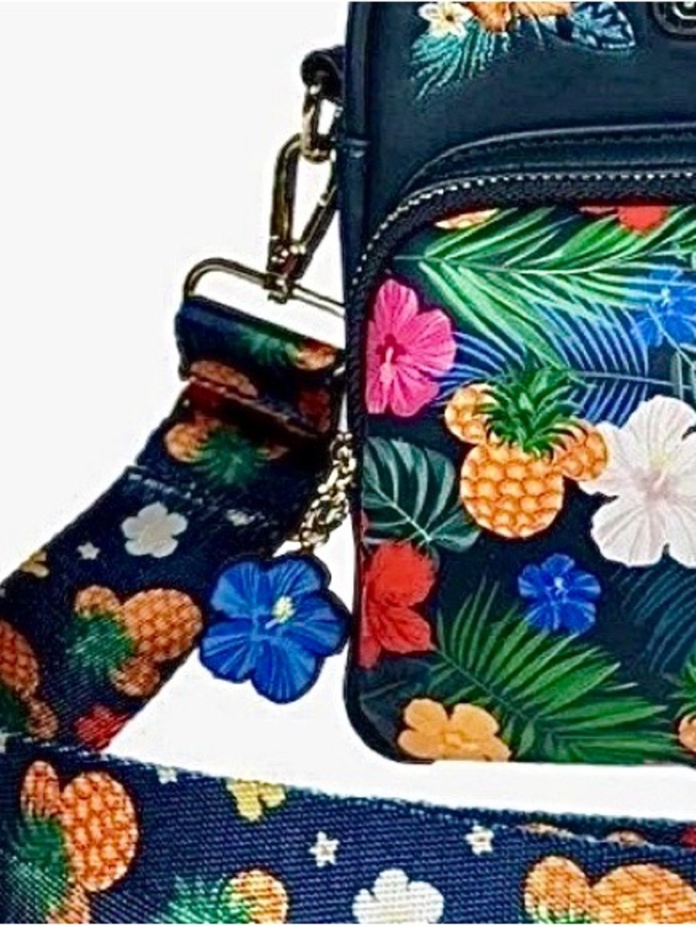 NEW Loungefly Aloha Mickey Convertible Backpack Tropical Sequin Ears Pineapples - Picture 3 of 10